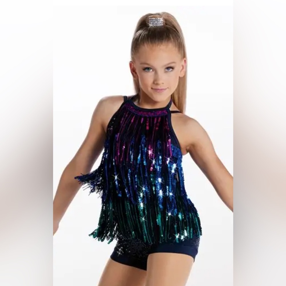 Weissman Sequin Fringe Dance Costume - Kids Tap Jazz MC Medium Child.